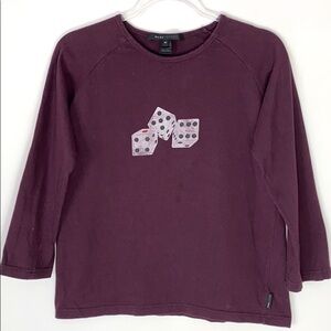 Marc Jacobs burgundy dice long sleeve tee Medium
